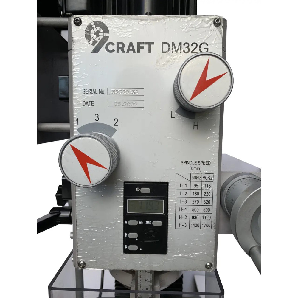 НАСТІЛЬНИЙ СВЕРДЛИЛЬНО-ФРЕЗЕРНИЙ ВЕРСТАТ 9CRAFT DM32G З МЕХАНІЧНОЮ КОРОБКОЮ ПЕРЕДАЧ